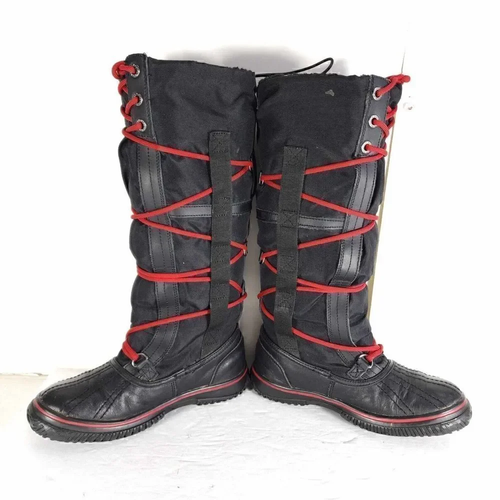 Pajar Women's US 6-6,5 Black Waterproof Lace Up Grip Insulated Tall Snow Boots